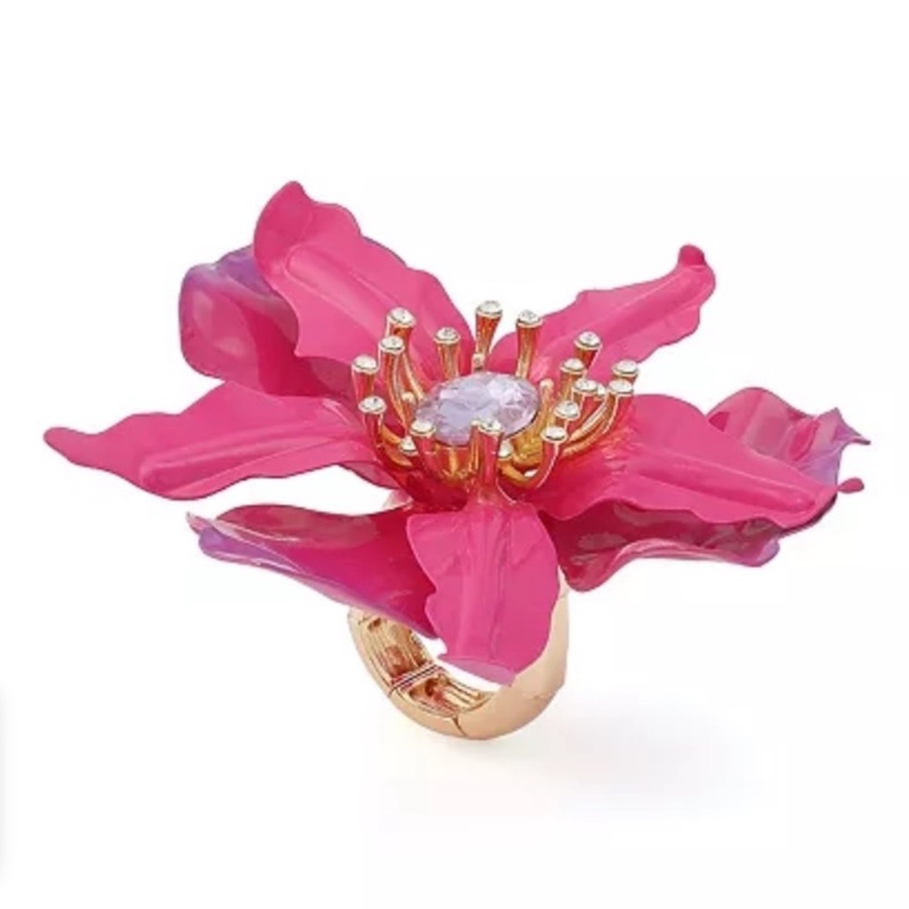 Betsey Johnson Hothouse Bloom Orchid Cocktail Ring - Picture 9 of 10
